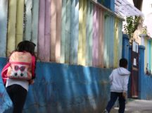 Chegada dos alunos para aulas presenciais na escola EMEI Ângelo Martino, na Bela Vista.