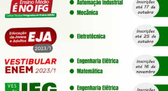 Quatro seleções abertas no campus do IFG Valparaíso