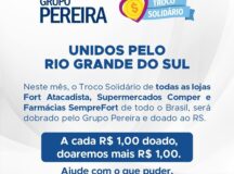 Grupo Pereira dobra as doações para o Troco Solidário em prol das vítimas das enchentes do RS